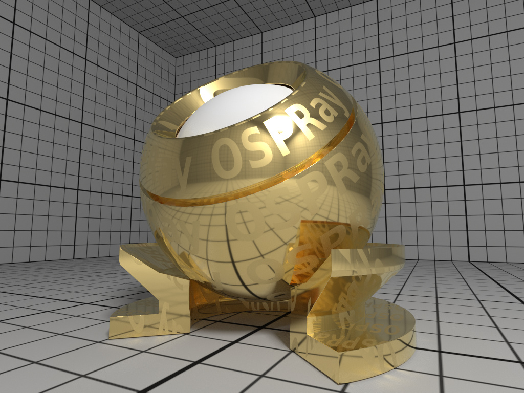Rendering of golden Metal material with textured roughness.